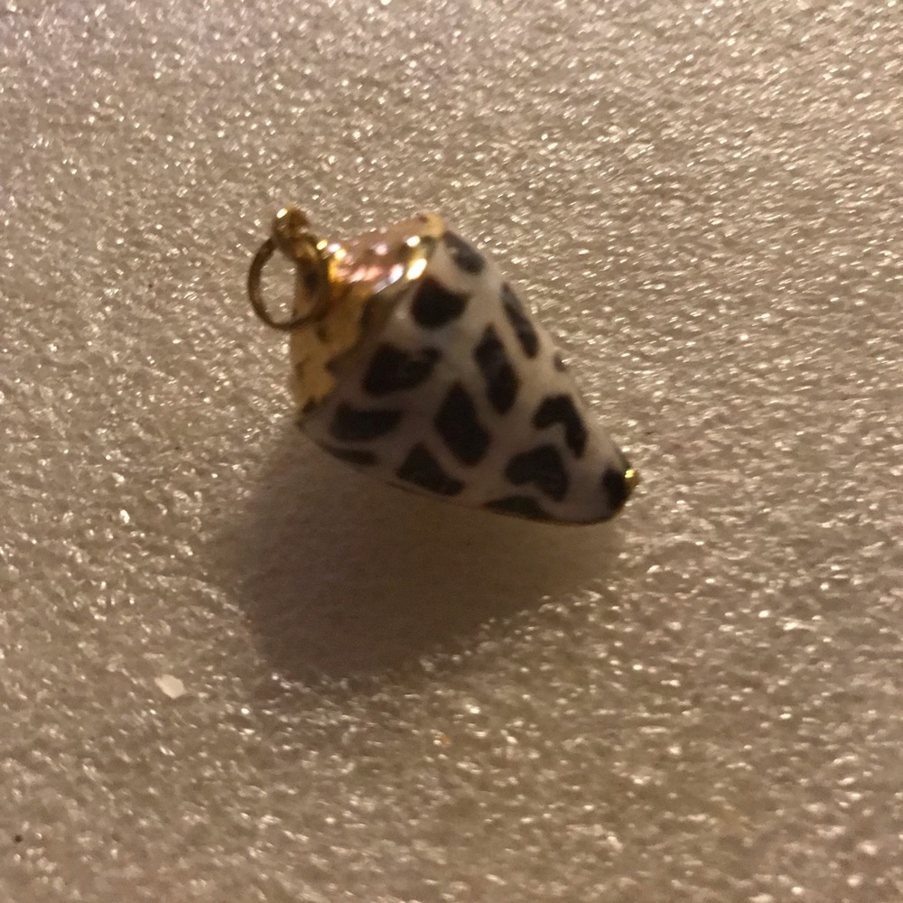 Gold-Tone White & Black Shell Pendant Charm